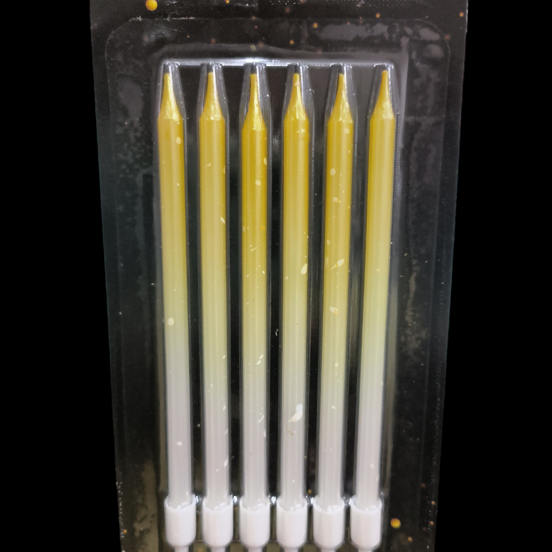 GLITTER CANDLE YELLOW -6PCS