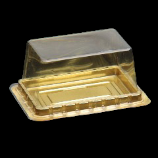 Rectangular Pastry Container Golden Tray With Lid 10 PCS PACK