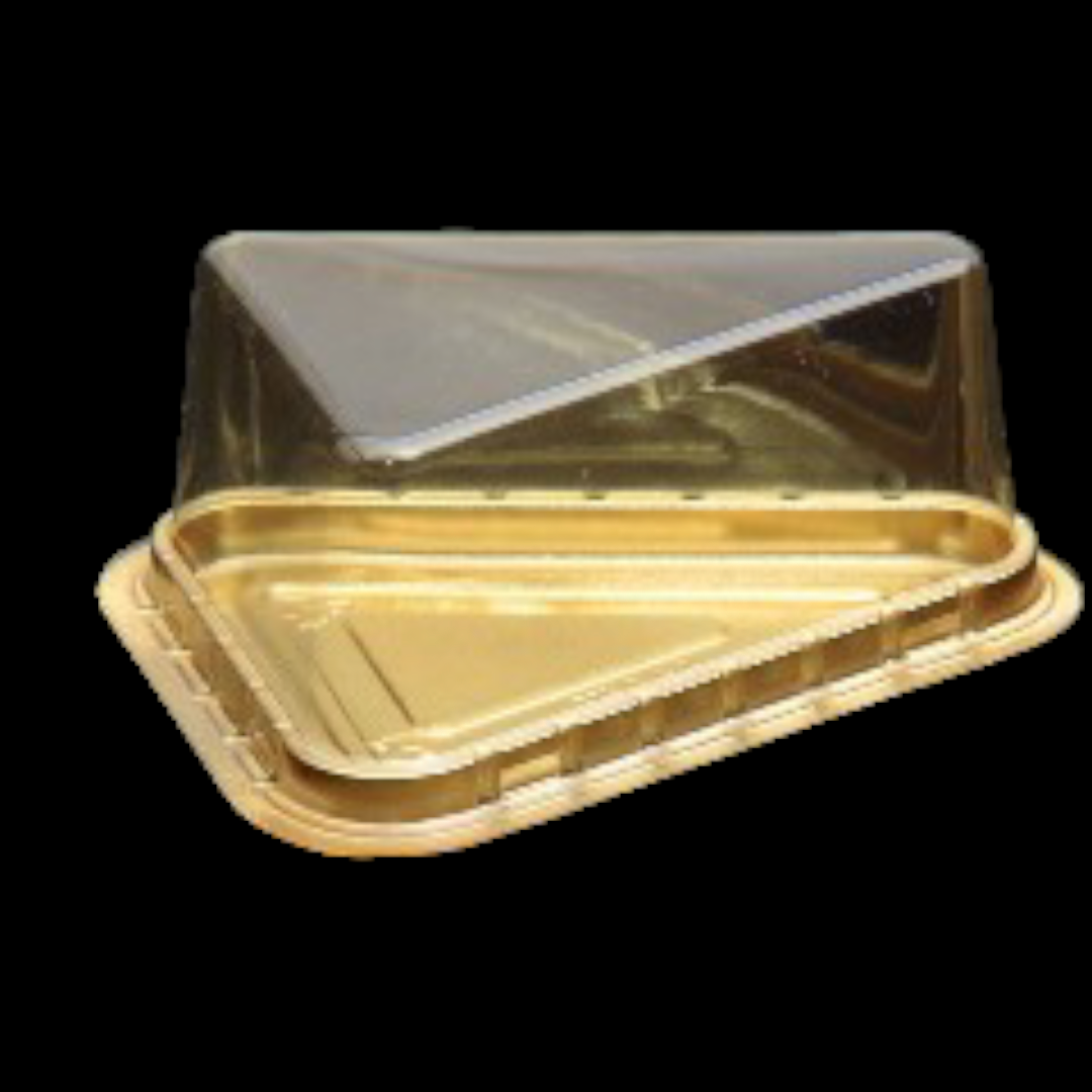 Triangle Pastry Container Golden Tray With Lid 10 PCS PACK