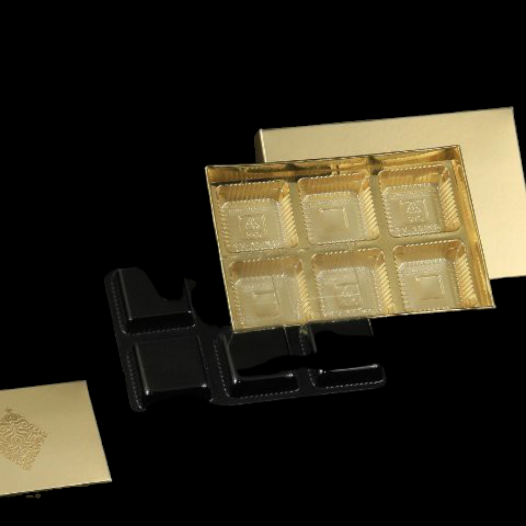 6 Cavity Gold Chocolate Box With Cavity 10 pcs pack