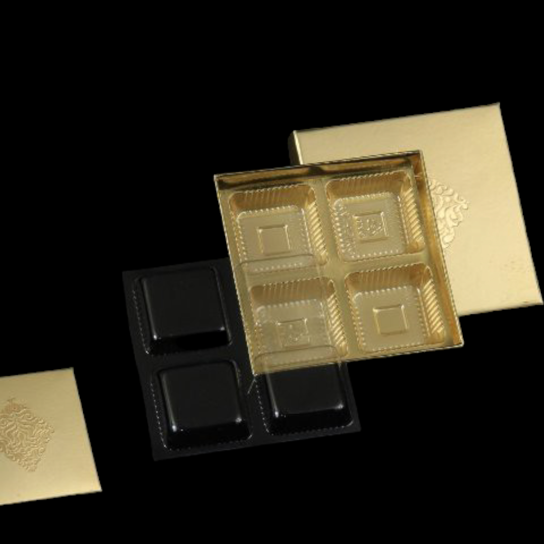4 Cavity Gold Chocolate Box With Cavity 10 pcs pack