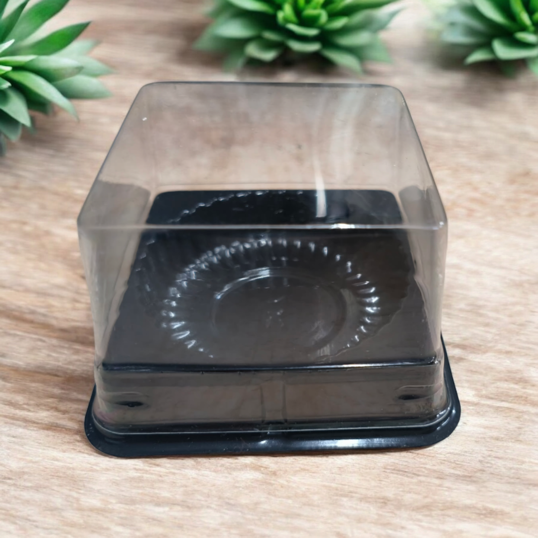 PET SINGLE MACROON / COOKIE BOX BLACK2'.25 INCH-25 PCS PACK