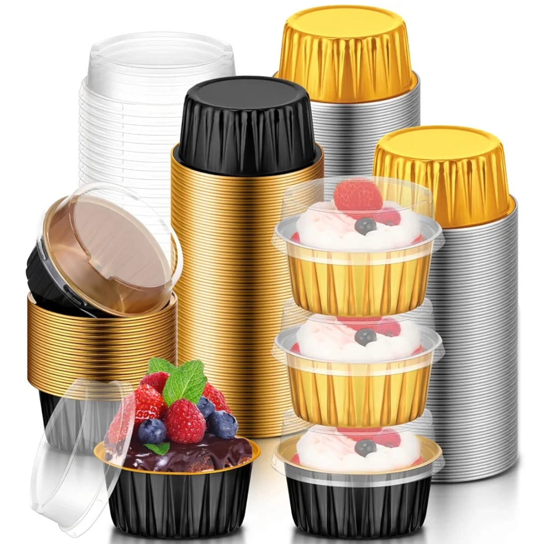 ALUMINIUM FOIL CUP CAKE LINER ROUND LID RANDOM COLOR 10 PCS PACK