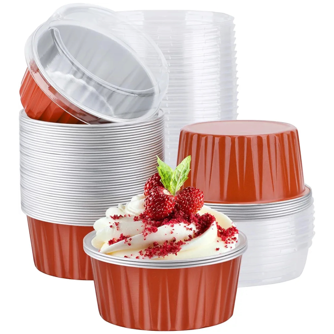 ALUMINIUM FOIL CUP CAKE LINER DIAMOND CUT LID 10 PCS PACK