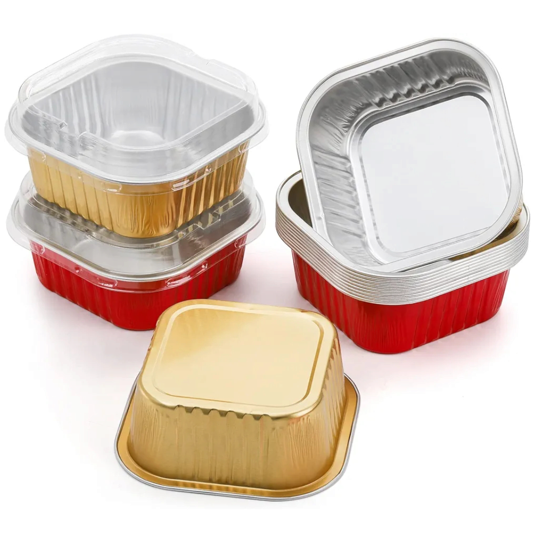 ALUMINIUM FOIL SQUARE BROWNIE TRAY 3*3*2 INCH 10 PCS PACK
