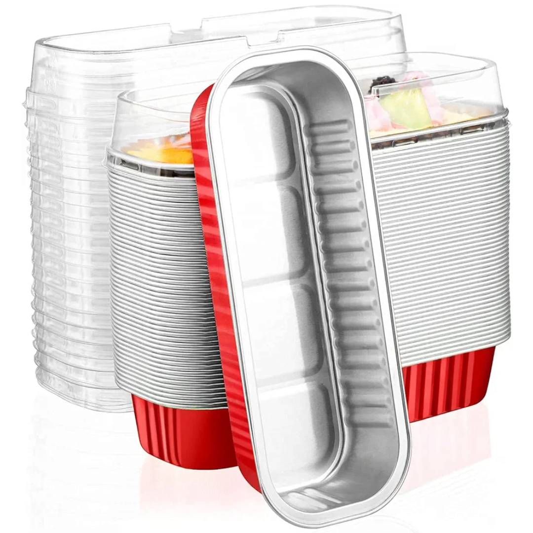 ALUMINIUM FOIL RECTANGULAR MOULD RANDOM COLOR 6*2 INCH 10 PCS PACK