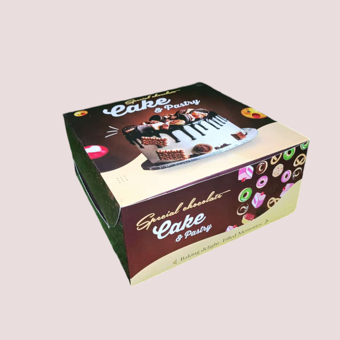 Cake Box Duplex 10*10*5 Yellow Brown