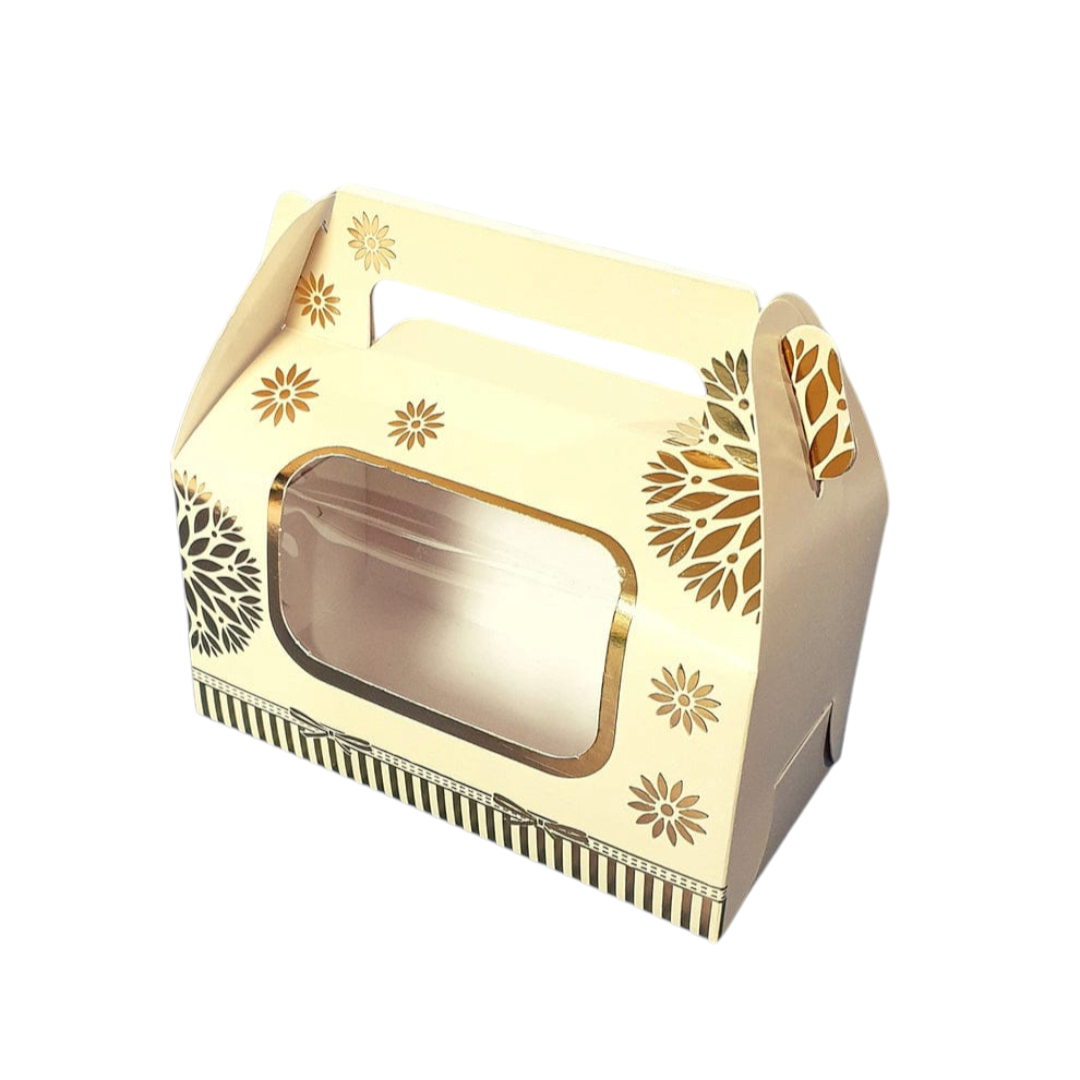 2 Jar / 2 Cup Cake Hamper Box Golden Embossing - 10 PC's pack