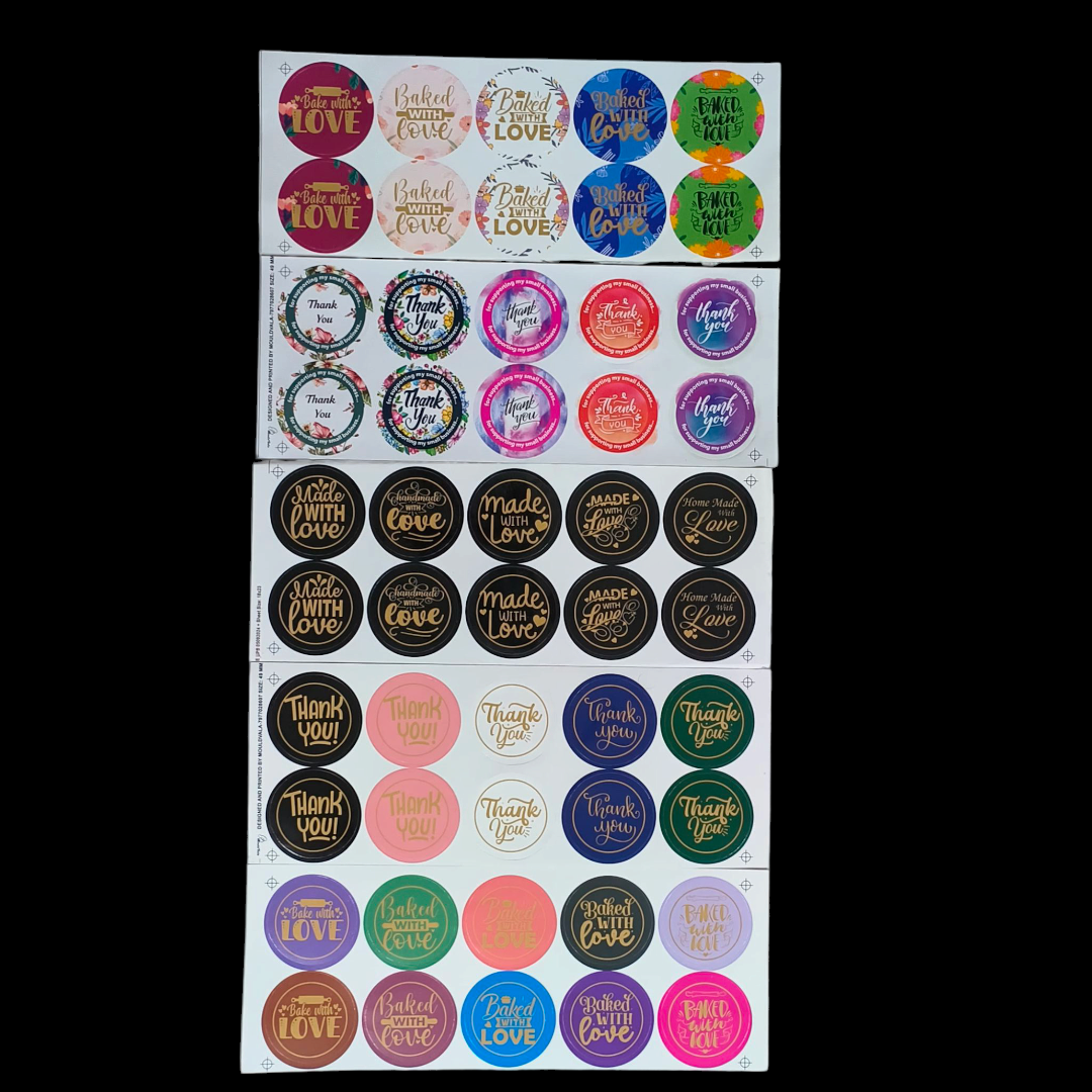 Thank you/ Home Made Tickers 2" Size -50 Sticker pack