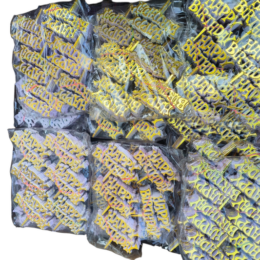 Happy Birthday 2'' Topper 60 Pcs Pack Gold