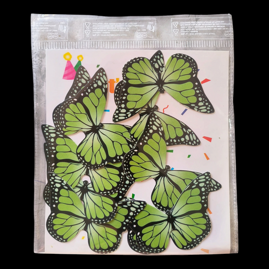 Paper Butterfly Greem With Linings & Black Corner #1