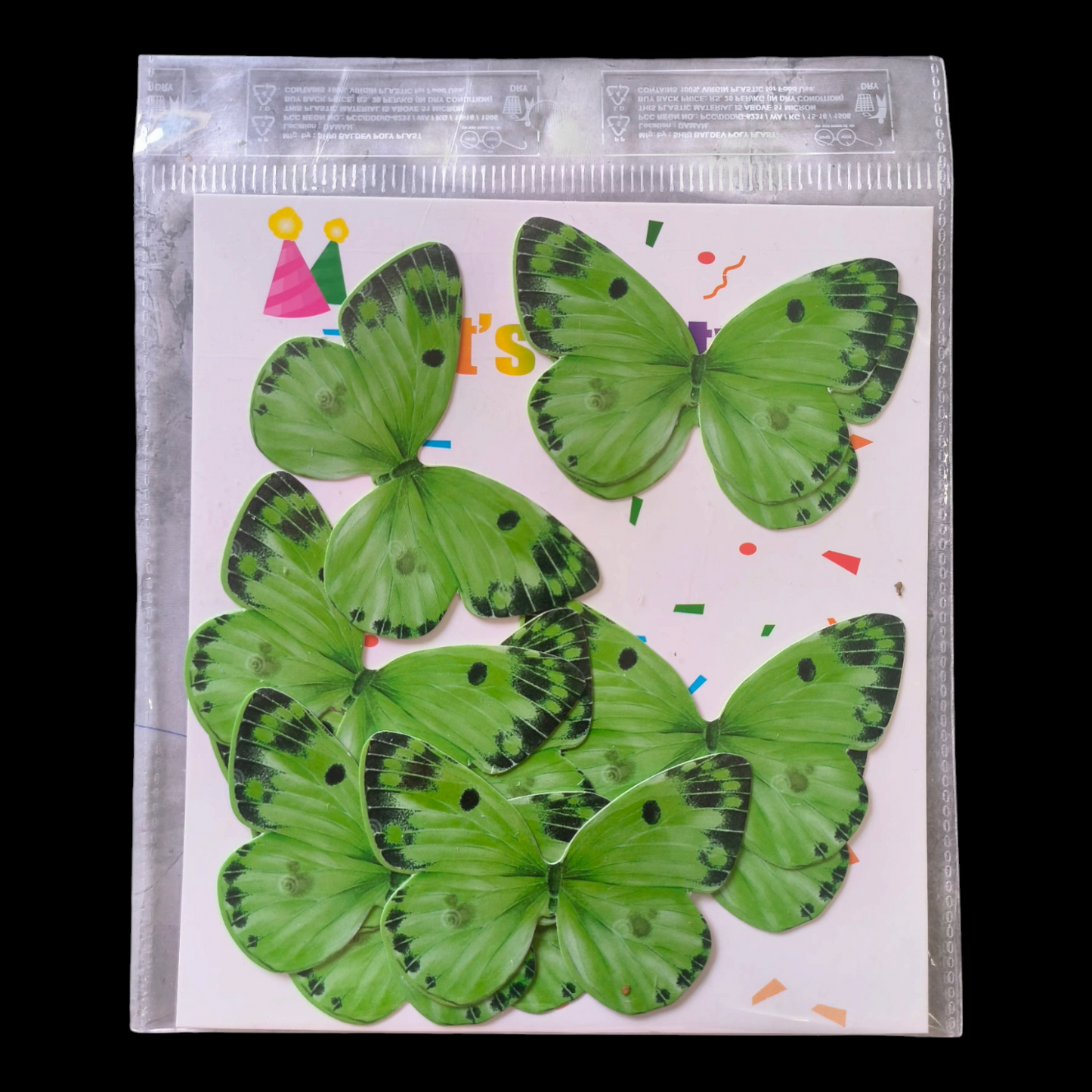 Paper Butterfly Dark Green ,Black Dots & Black Corner #2