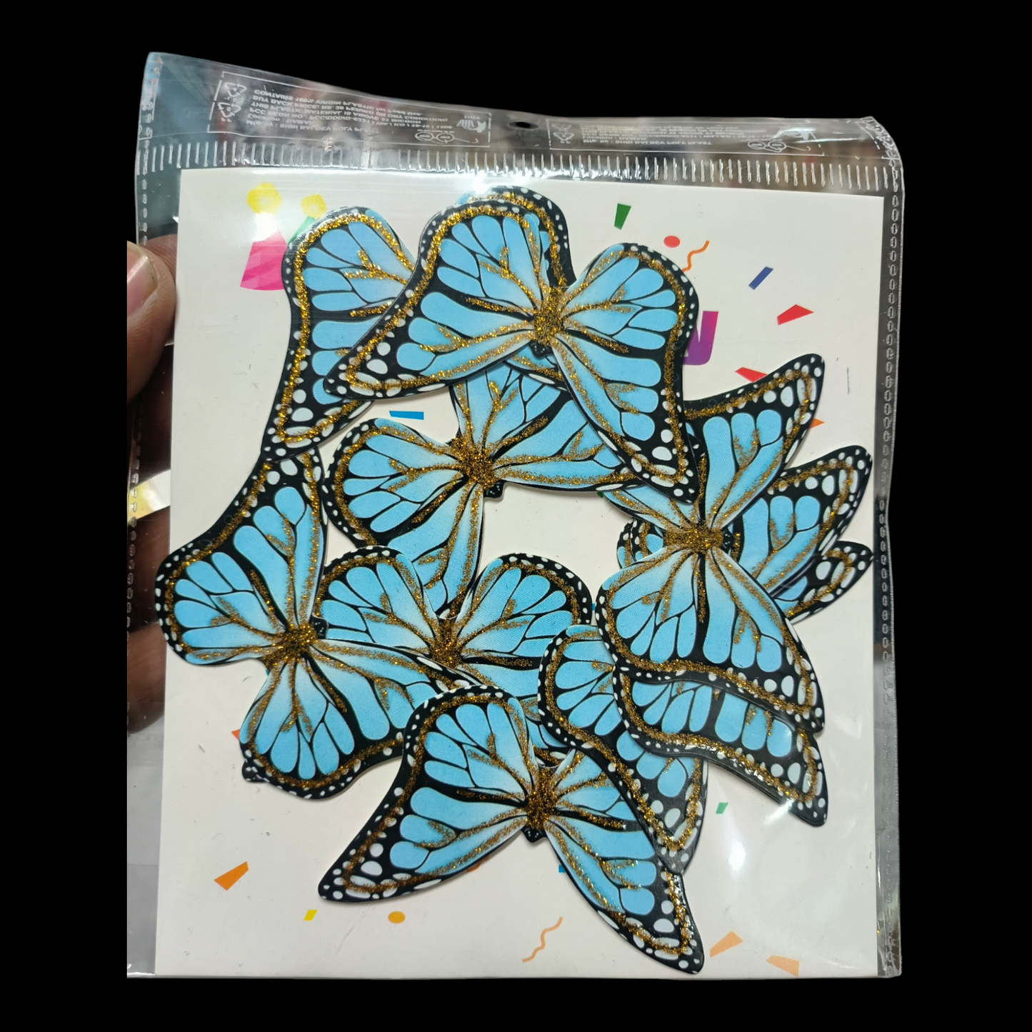 Paper Glitter Butterfly Sky Blue Corner #1