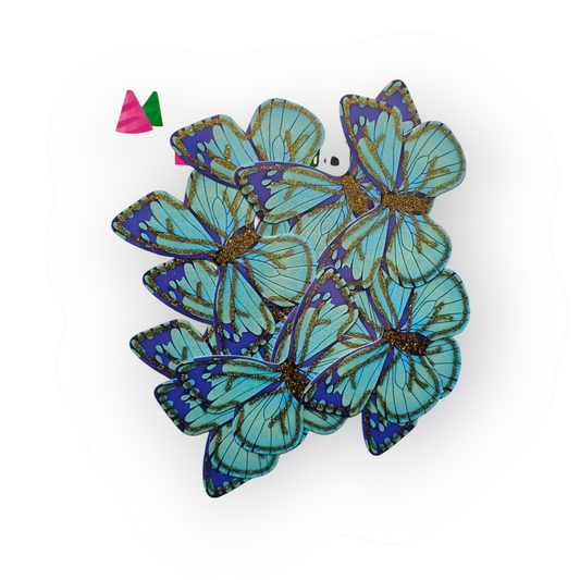 Paper Glitter Butterfly Green Blue Corner #2