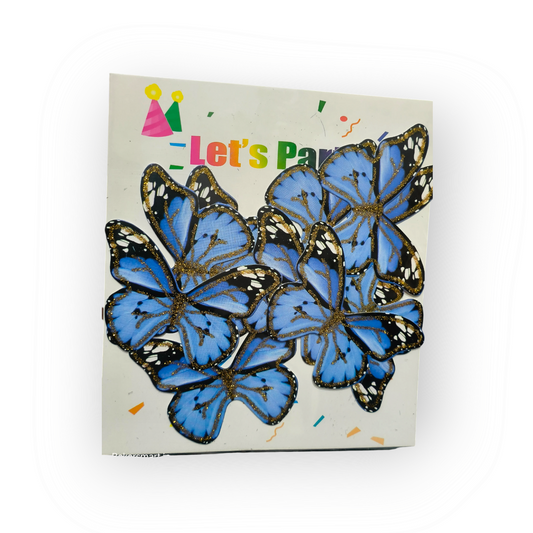 Paper Glitter Butterfly Dark Blue Black white Corner #3