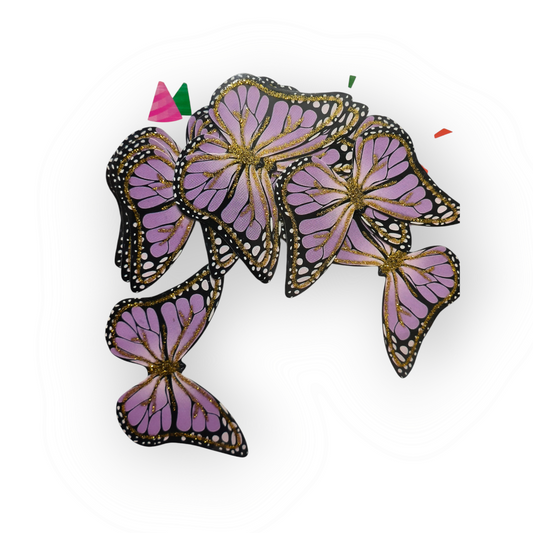 Paper Glitter Butterfly Purple Black Line Corner #3