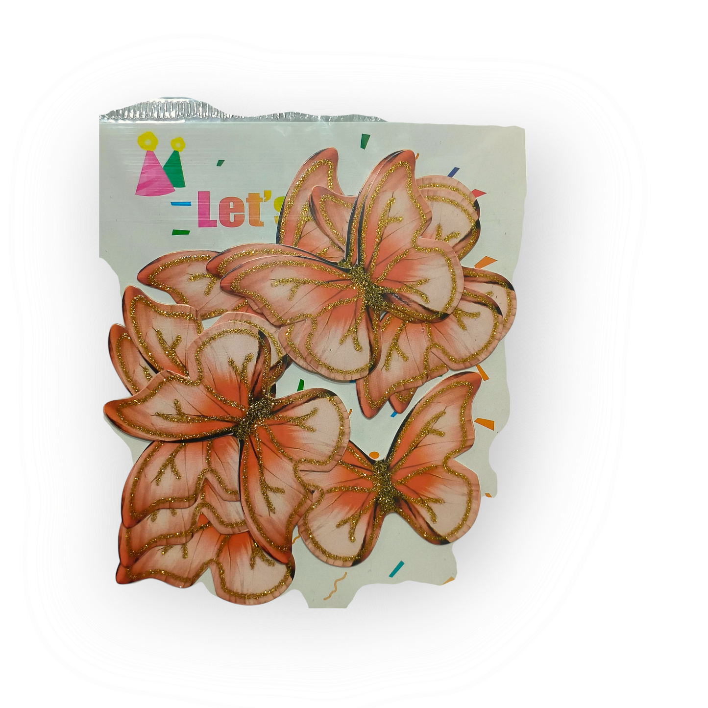 Paper Glitter Butterfly Orange White #1