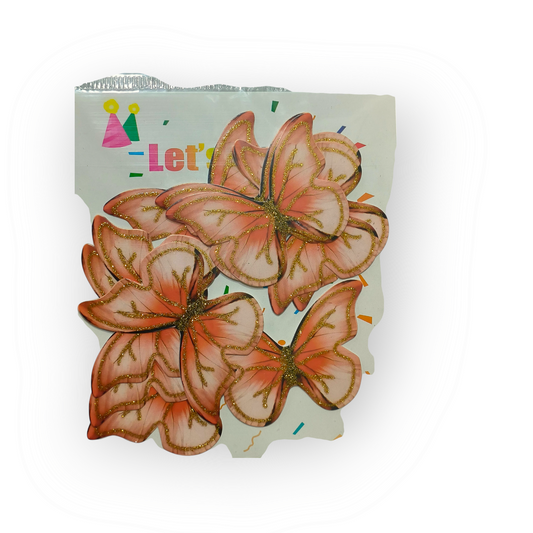 Paper Glitter Butterfly Orange White  #1