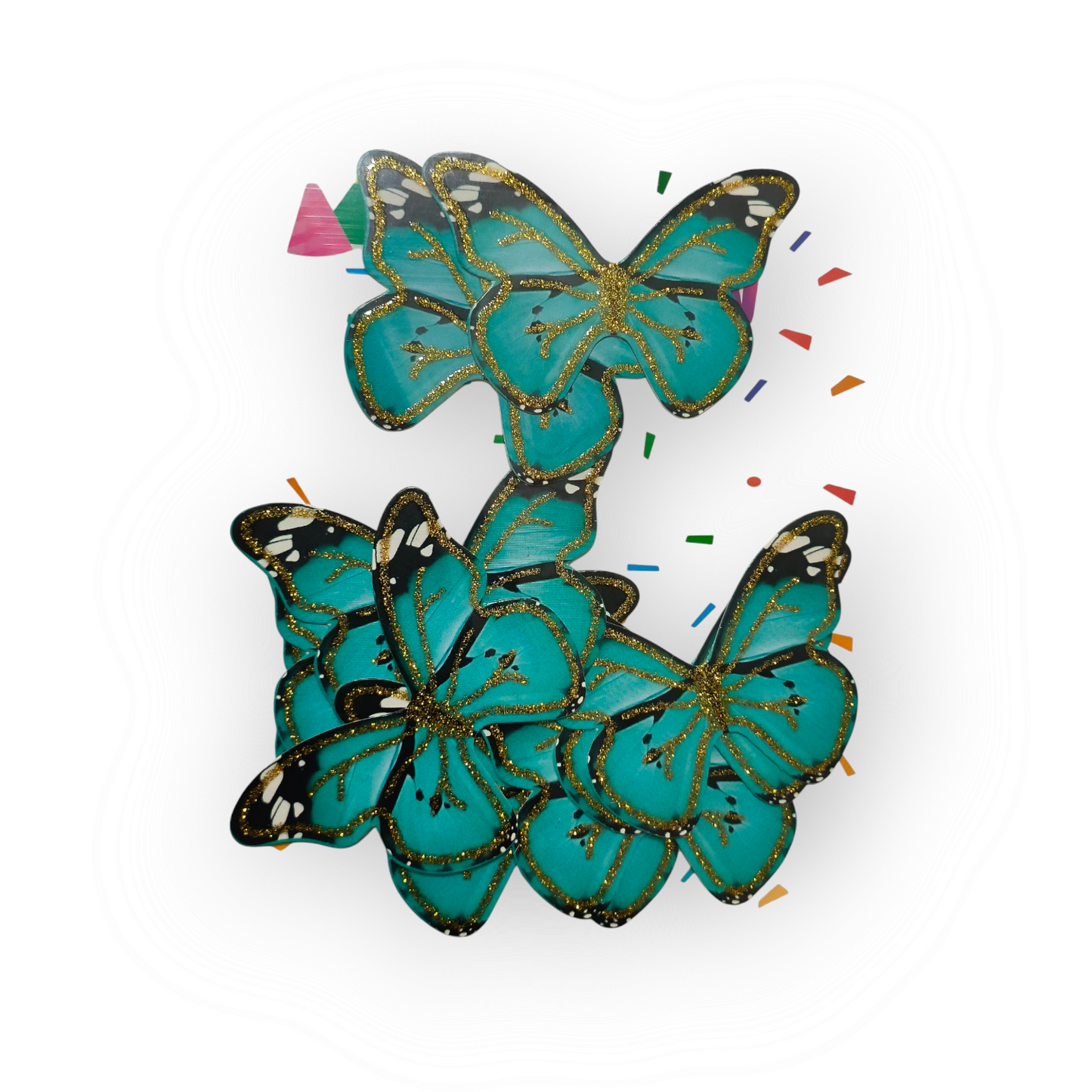 Paper Glitter Butterfly Dark Green Black Line Corner #3