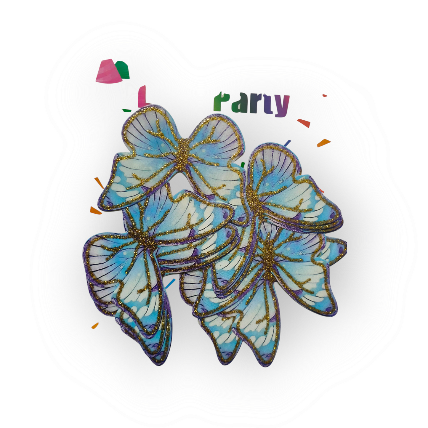Paper Glitter Butterfly Blue White #3