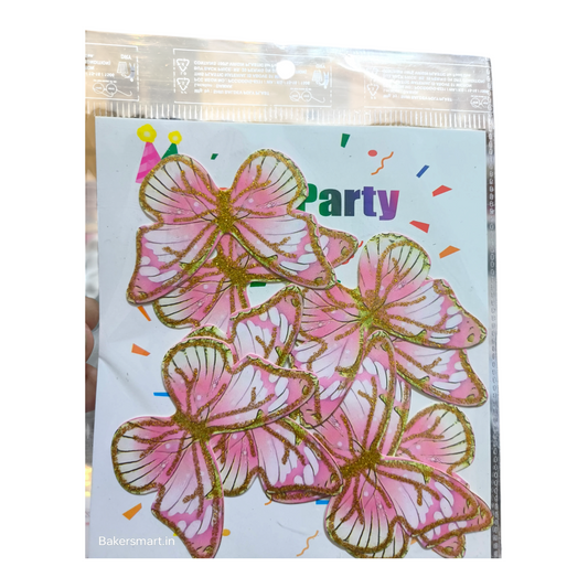Paper Glitter Butterfly Light Pink Golden Line #8