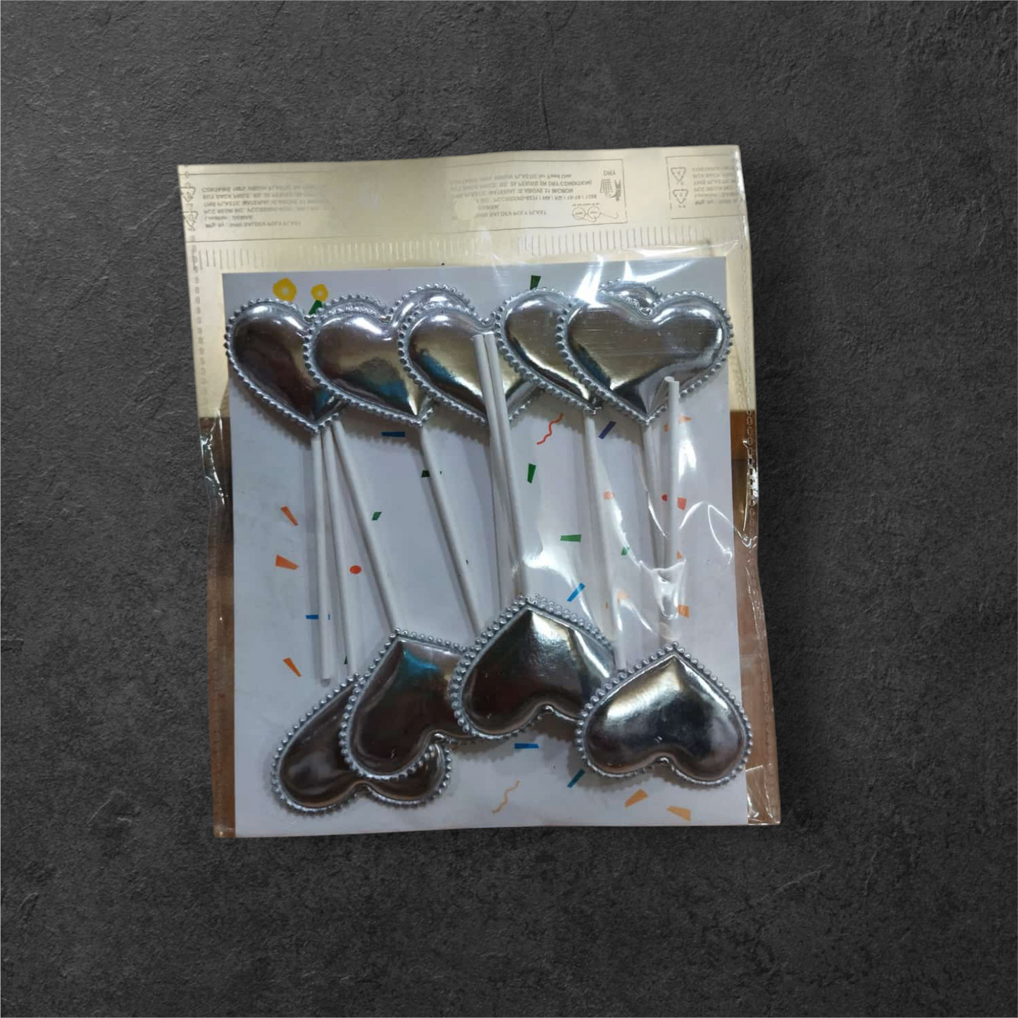 Foam Heart Topper -10 PC's pack -Silver