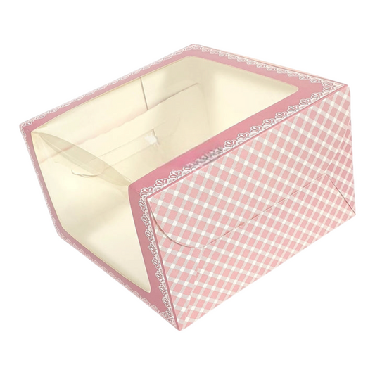Cake Box 8*8*5 L Window Pink 10 PCS PACK