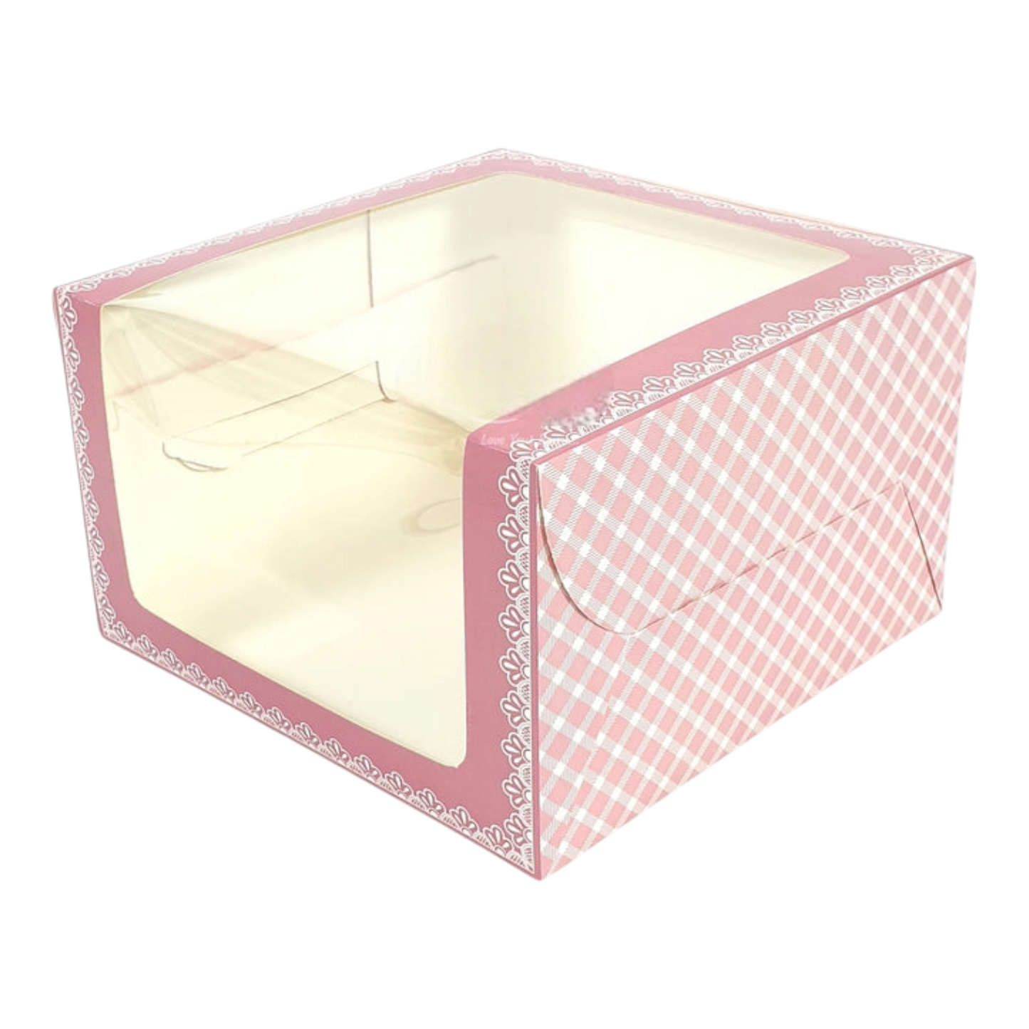 Cake Box 8*8*5 L Window Pink 10 PCS PACK