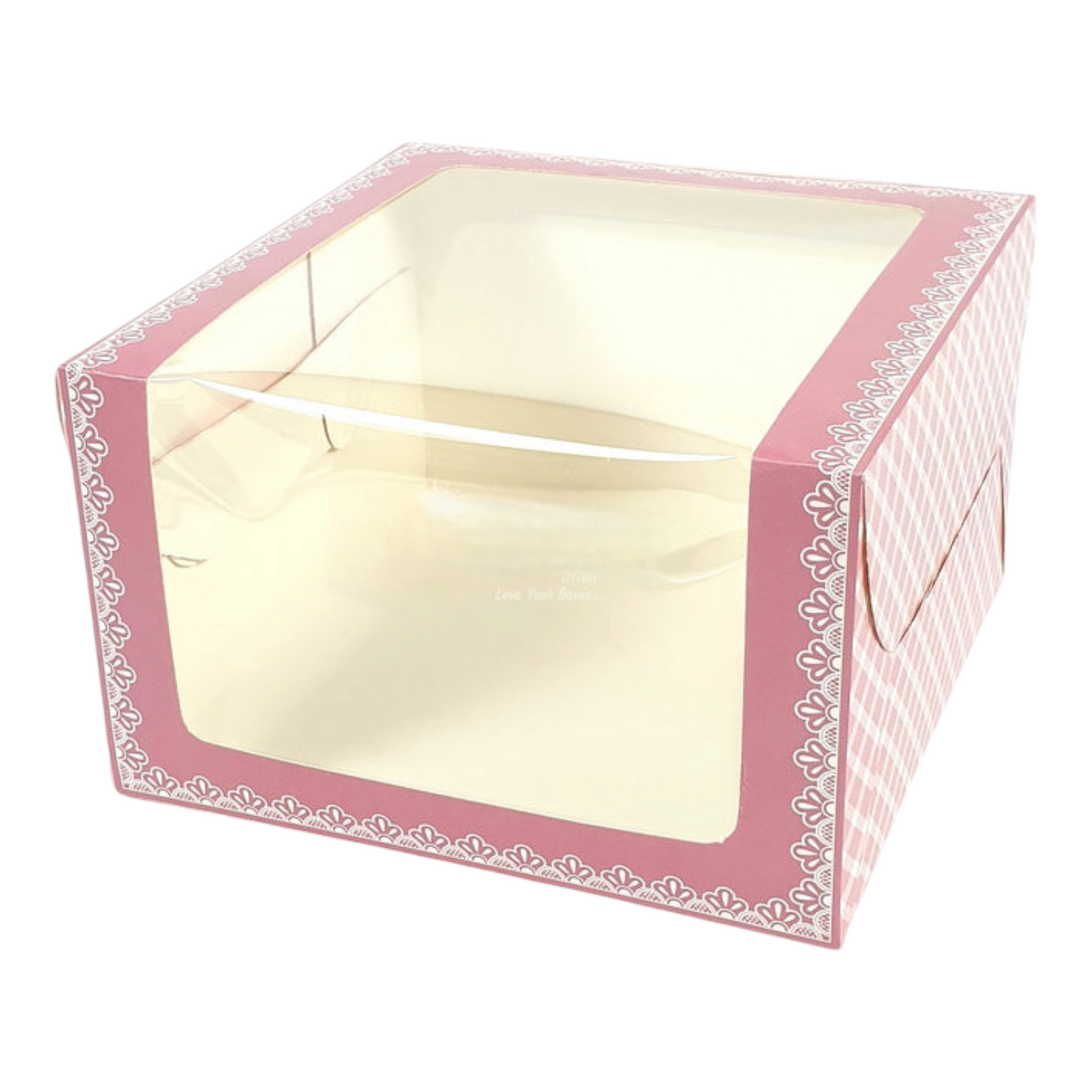 Cake Box 8*8*5 L Window Pink 10 PCS PACK