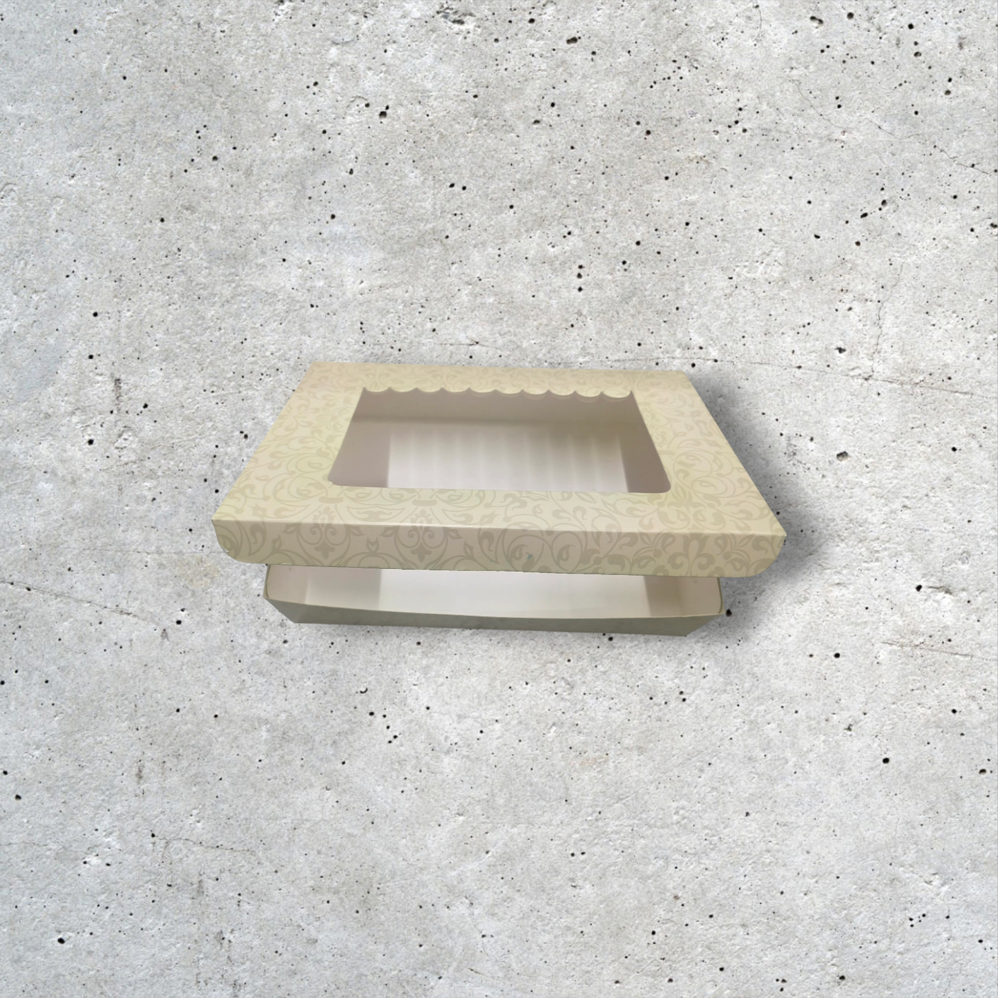 BROWNIE BOX 6P SIZE 9*6*2 PRINTED LIGHT CREAM -10 PCS PACK