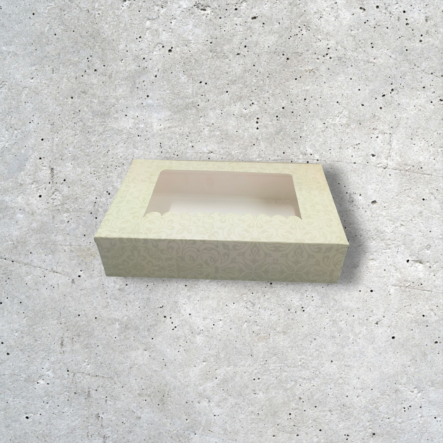 BROWNIE BOX 6P SIZE 9*6*2 PRINTED LIGHT CREAM -10 PCS PACK