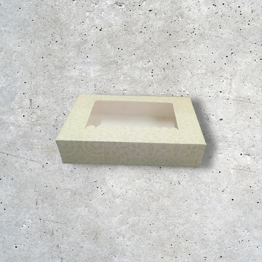 BROWNIE BOX 6P  SIZE 9*6*2 PRINTED LIGHT CREAM -10 PCS PACK