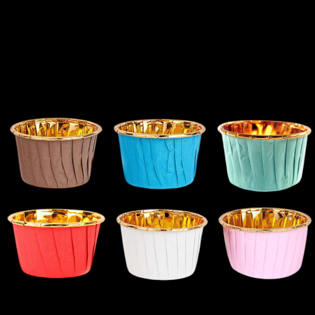 BAKE & SERVE GOLDEN CUP CAKE LINER 50 PCS PACK RANDOM COLORS