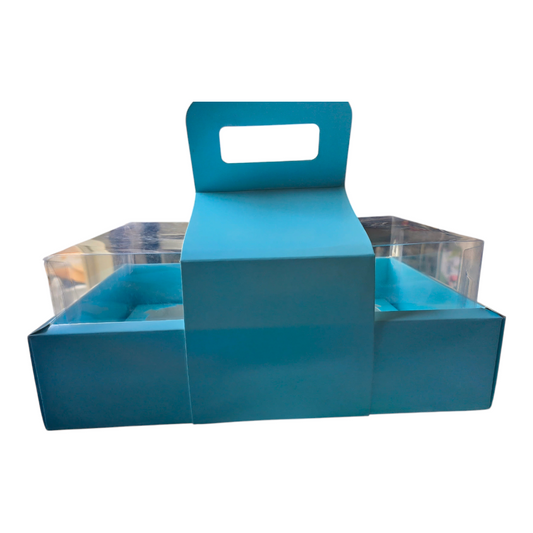 6 Cup Cake or Hamper Box With Handle,Blue  colour, Size 10*7*3 inch - 10 PC's pack