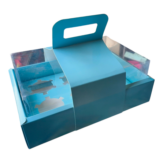 6 Cup Cake or Hamper Box With Handle,Blue  colour, Size 10*7*3 inch - 10 PC's pack