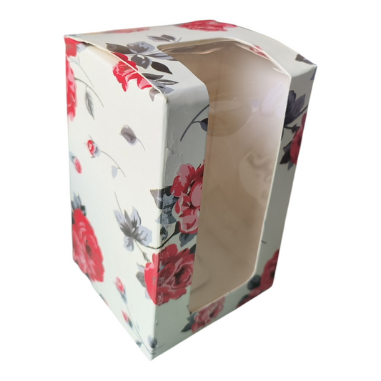 Cookie/ Macron Box , Floral White -Red , size 5×3×3, 10 PC's pack