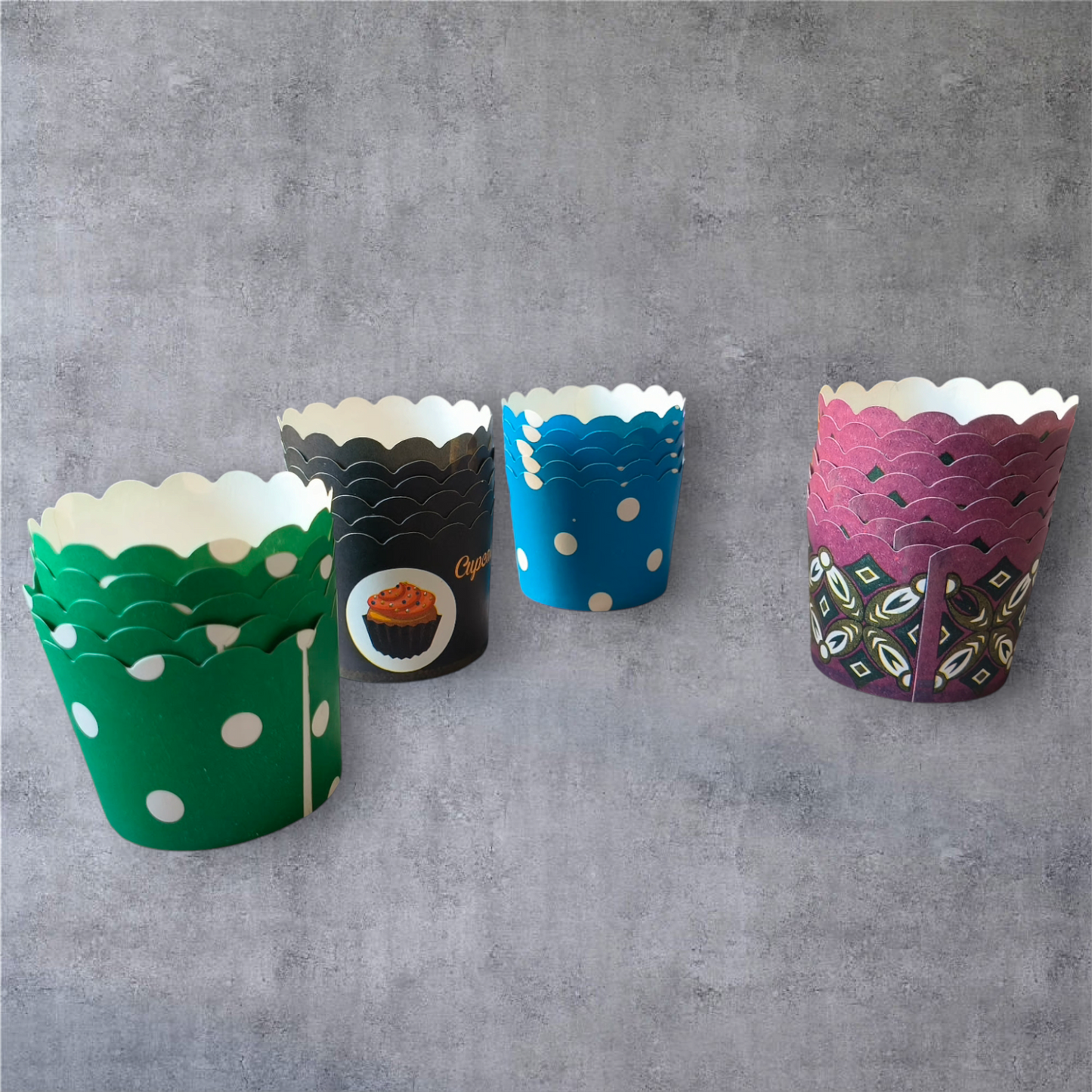 Paper Cup Cake Liners 50 pcs pack ,Size 4.5×5 Cm, Random Color or Designs