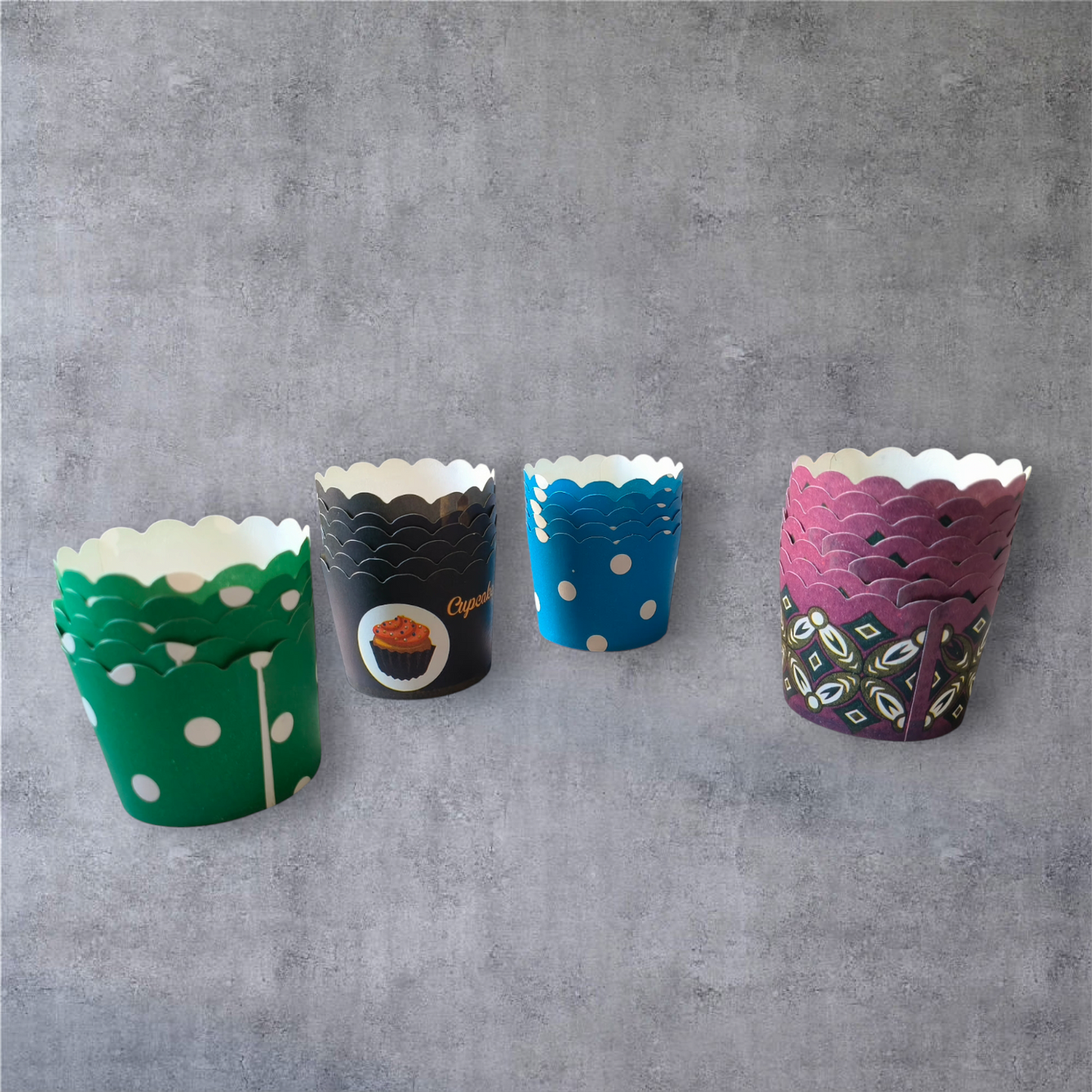 Paper Cup Cake Liners 50 pcs pack ,Size 4.5×5 Cm, Random Color or Designs