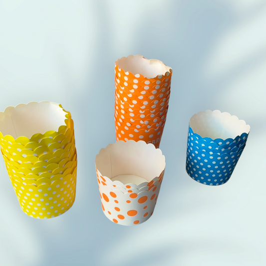 Paper Cup Liners Big Size ,50 Pcs Pack, Size 6×7 cm , Random Colour