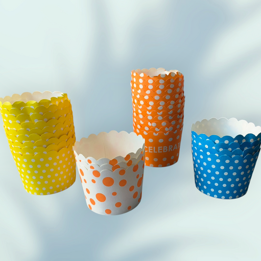 Paper Cup Liners Big Size ,50 Pcs Pack, Size 6×7 cm , Random Colour