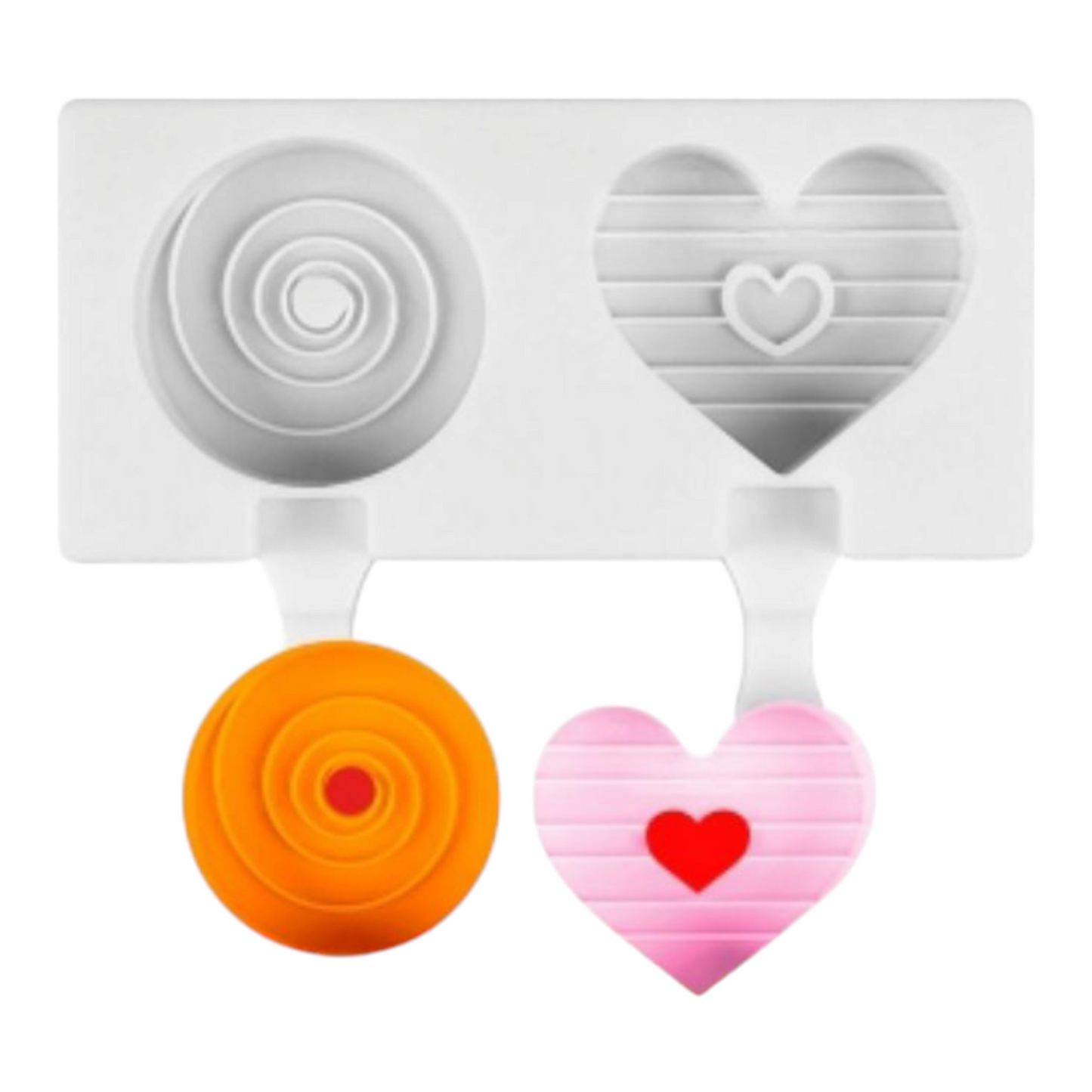 Silicon Caksicle Mould 2pcs Heart & Round