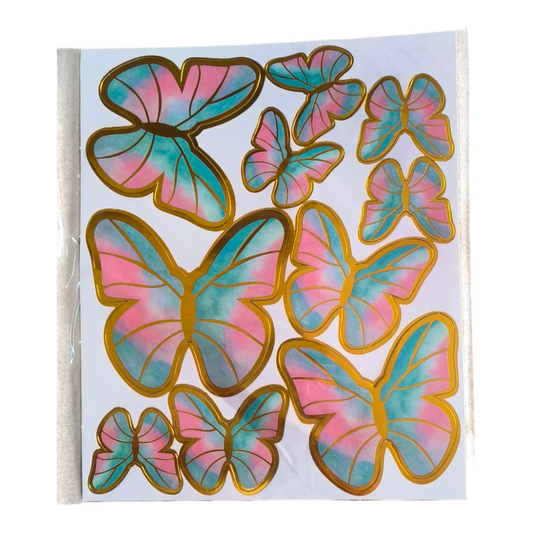 PAPER BUTTERFLY WITH STRING GREEN PINK  SHADE NEW