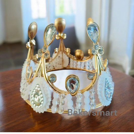 CAKE CROWN  VINTAGE DESIGN WHITE BEADS