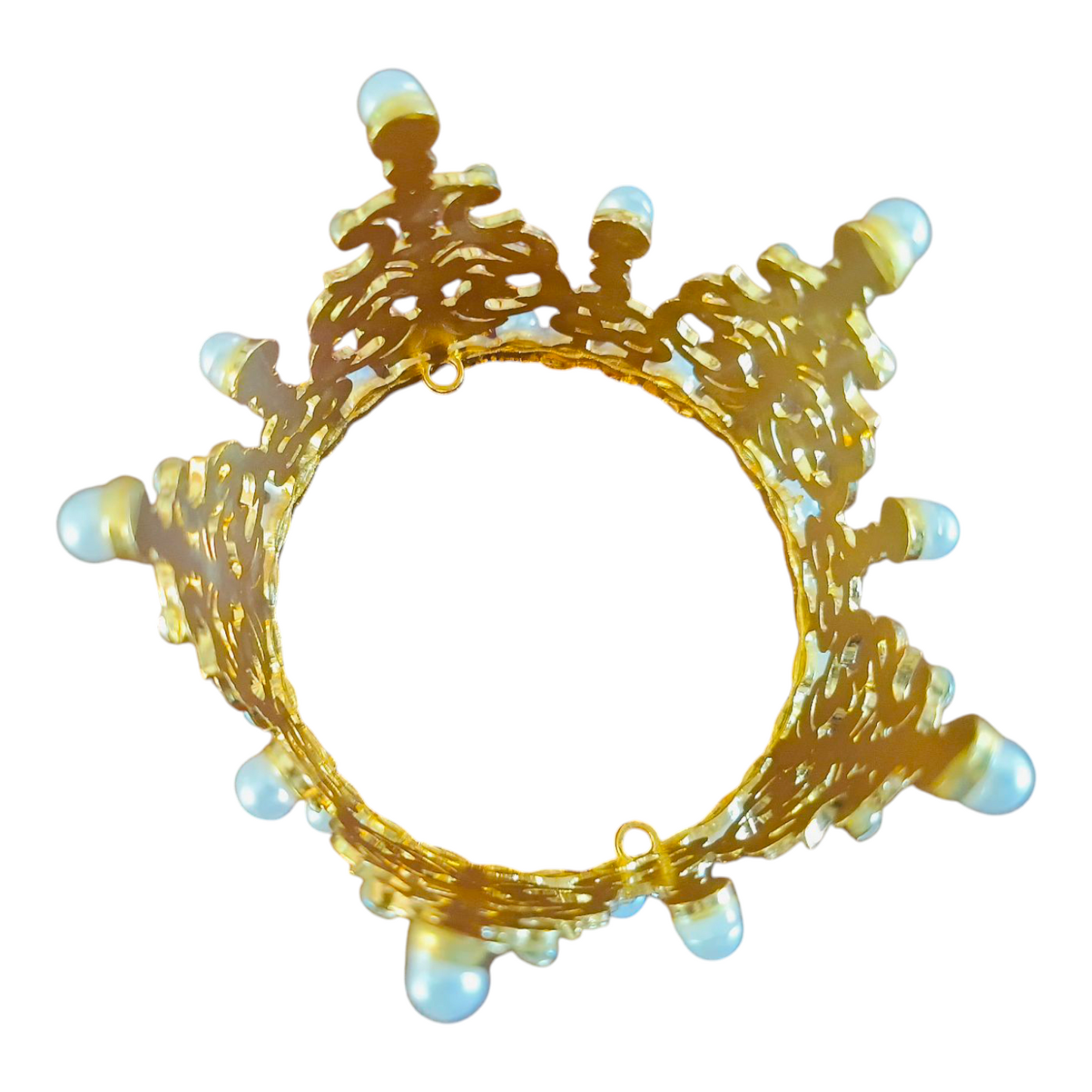 METAL MINI CAKE CROWN GOLD WHITE PEARL