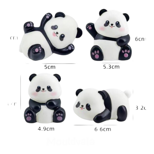 Panda  Cake Topper 4 PC's Set