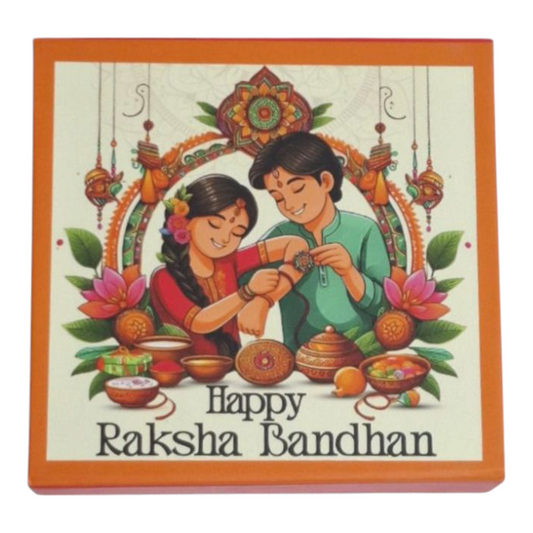 Rakshabandhan Rigid Chocolate Box- Design 3 (5 PCS Packs) Size 6×6 Inch
