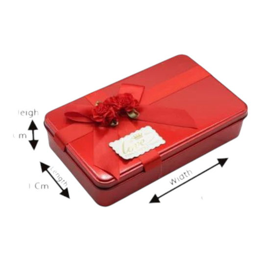 Red Rectangle Empty Decorative Tin Box | Gift Box | Chocolate Box | Sweet Box | Jewellery Box | Luxury Box | Pack of 4