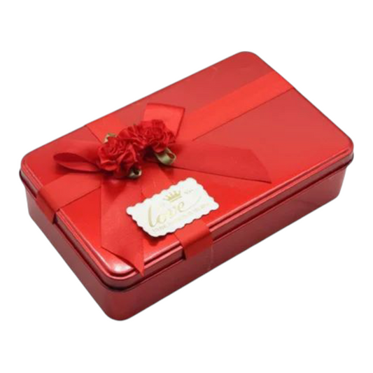 Red Rectangle Empty Decorative Tin Box | Gift Box | Chocolate Box | Sweet Box | Jewellery Box | Luxury Box | Pack of 4