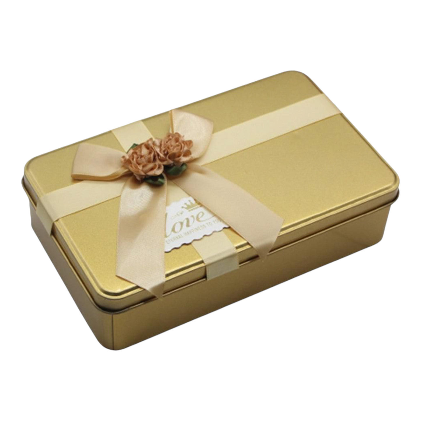 Gold Rectangle Empty Decorative Tin Box | Gift Box | Chocolate Box | Sweet Box | Jewellery Box | Luxury Box | Pack of 4