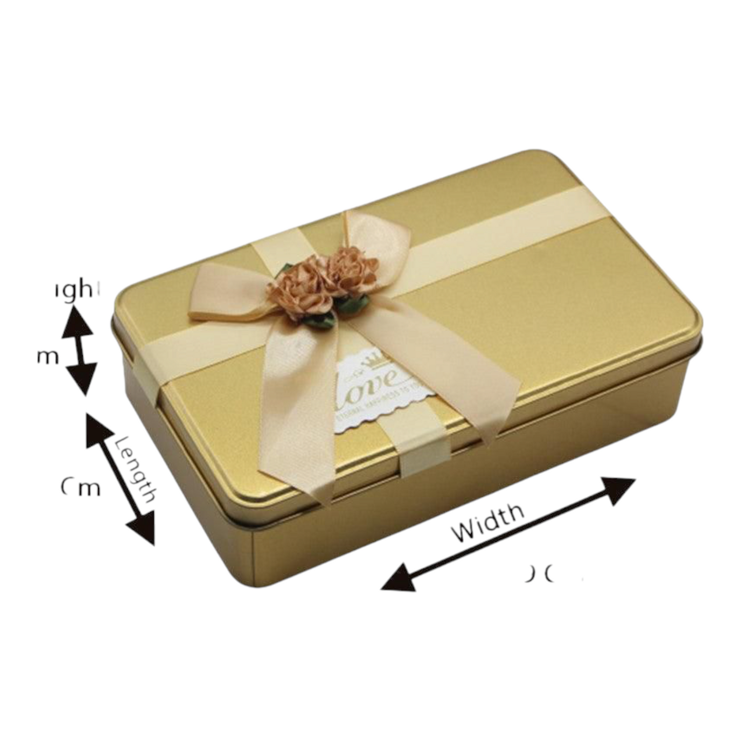 Gold Rectangle Empty Decorative Tin Box | Gift Box | Chocolate Box | Sweet Box | Jewellery Box | Luxury Box | Pack of 4